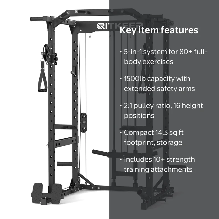RitKeep M10 Power Rack for Home Gym, 1500LB Capacity Multi