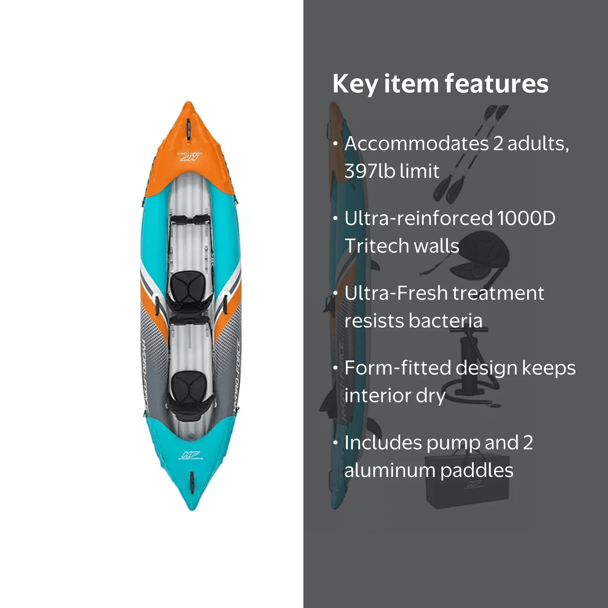 Bestway 65173E Hydro-Force Surge Elite X2 Inflatable Kayak for Two