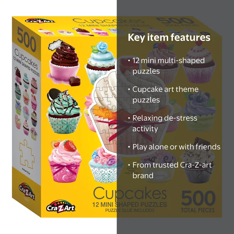 Cra-Z-Art Multi-Shaped Cupcakes Jigsaw Puzzles, 500 Total Pieces