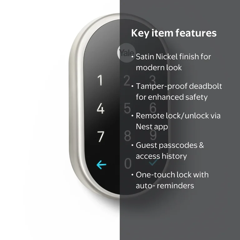 Nest x Yale Secure Keyless Door Lock with Nest Connection (Satin