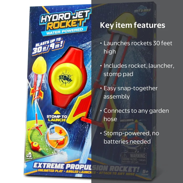 Lanard: Water Powered Hydro Jet Rocket - Red-Yellow, Stomp To