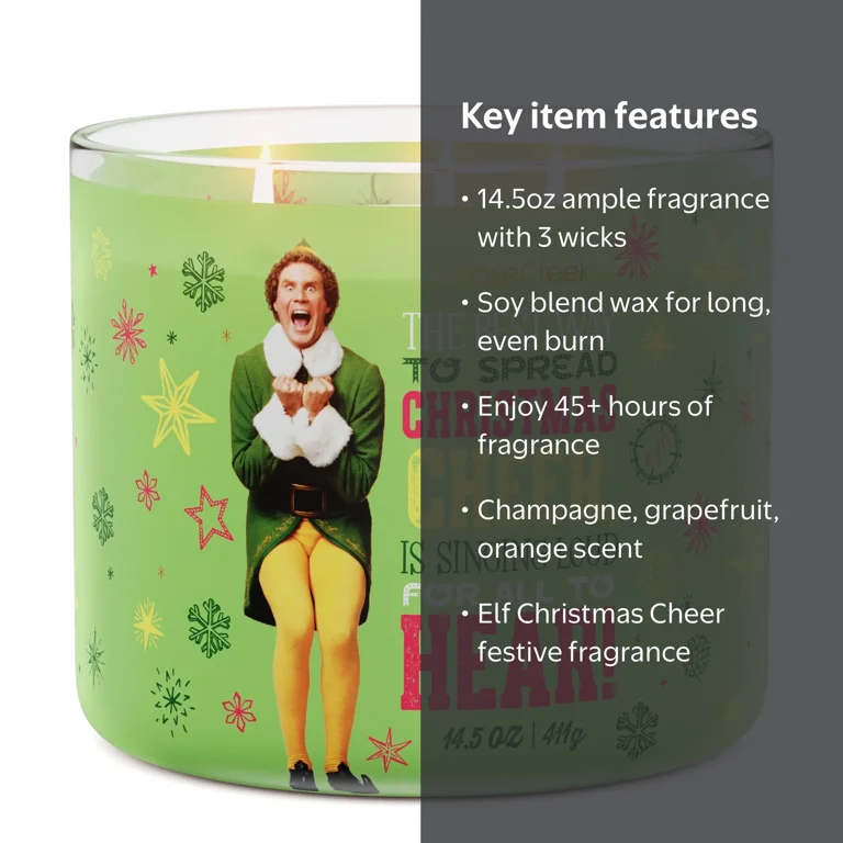 Goose Creek Buddy The Elf Christmas Cheer 3-wick Sparkling