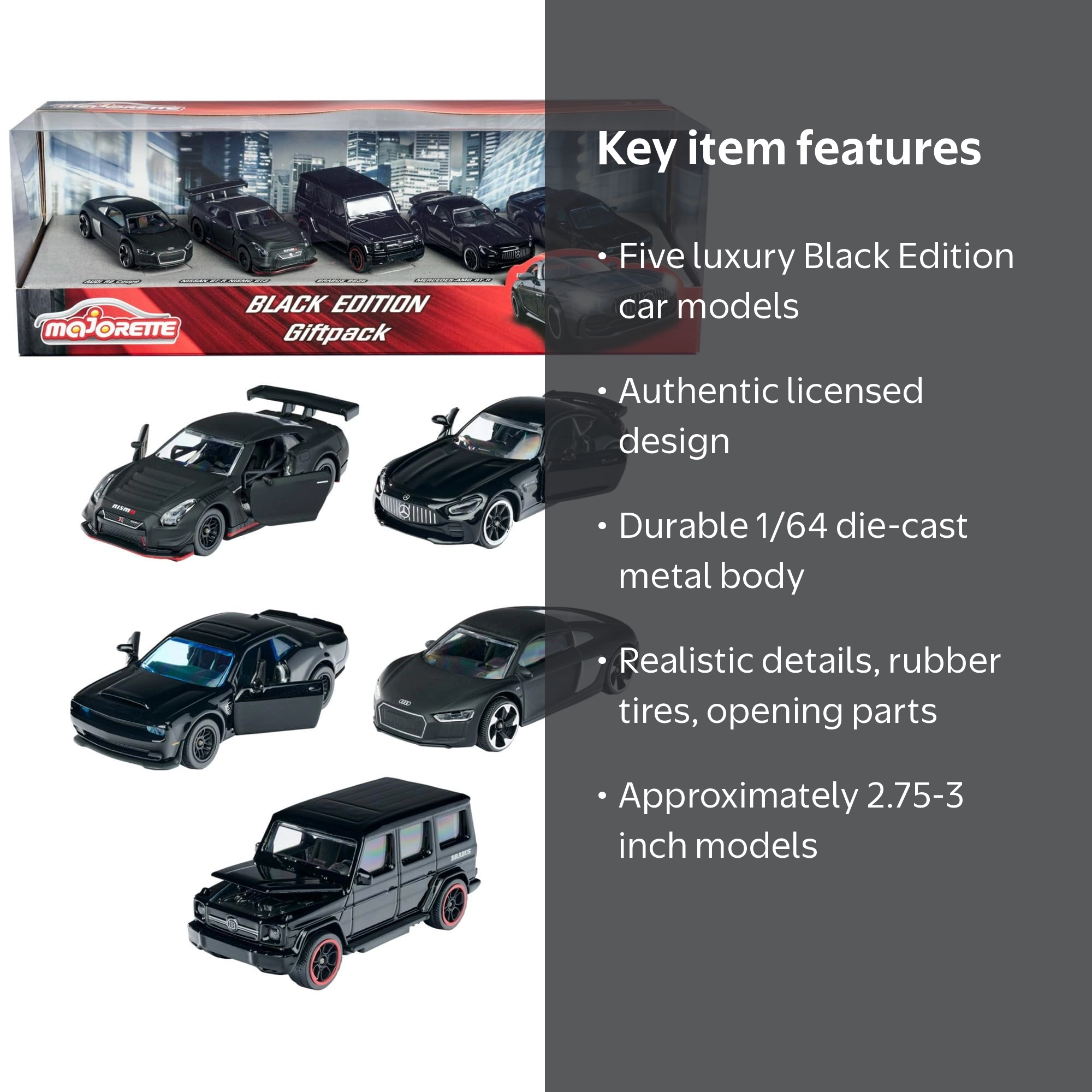 Black Edition (2023) Giftpack 5 Piece Set 1/64 Diecast Model Cars