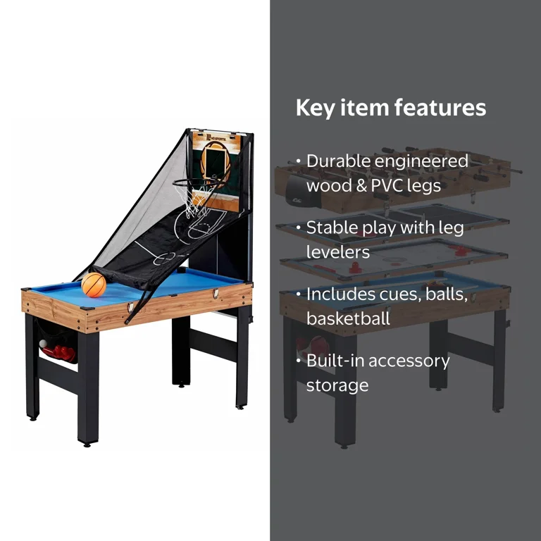 5-in- 1 Combo Game, Pool Table , Hockey, Foosball, Table Tennis