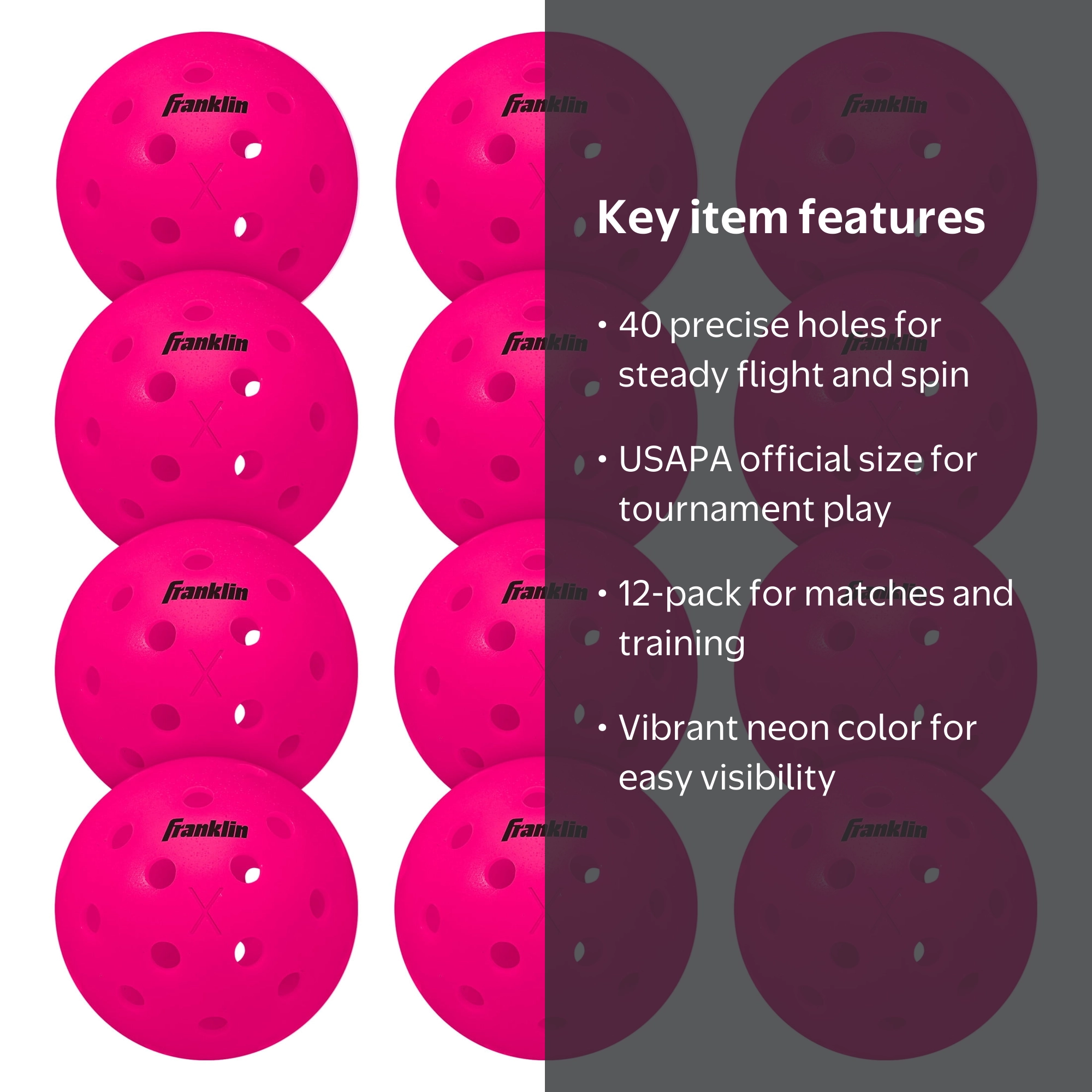 Franklin Sports, Outdoor Pickleballs, X-40, Pink 12 Pack - Walmart.com