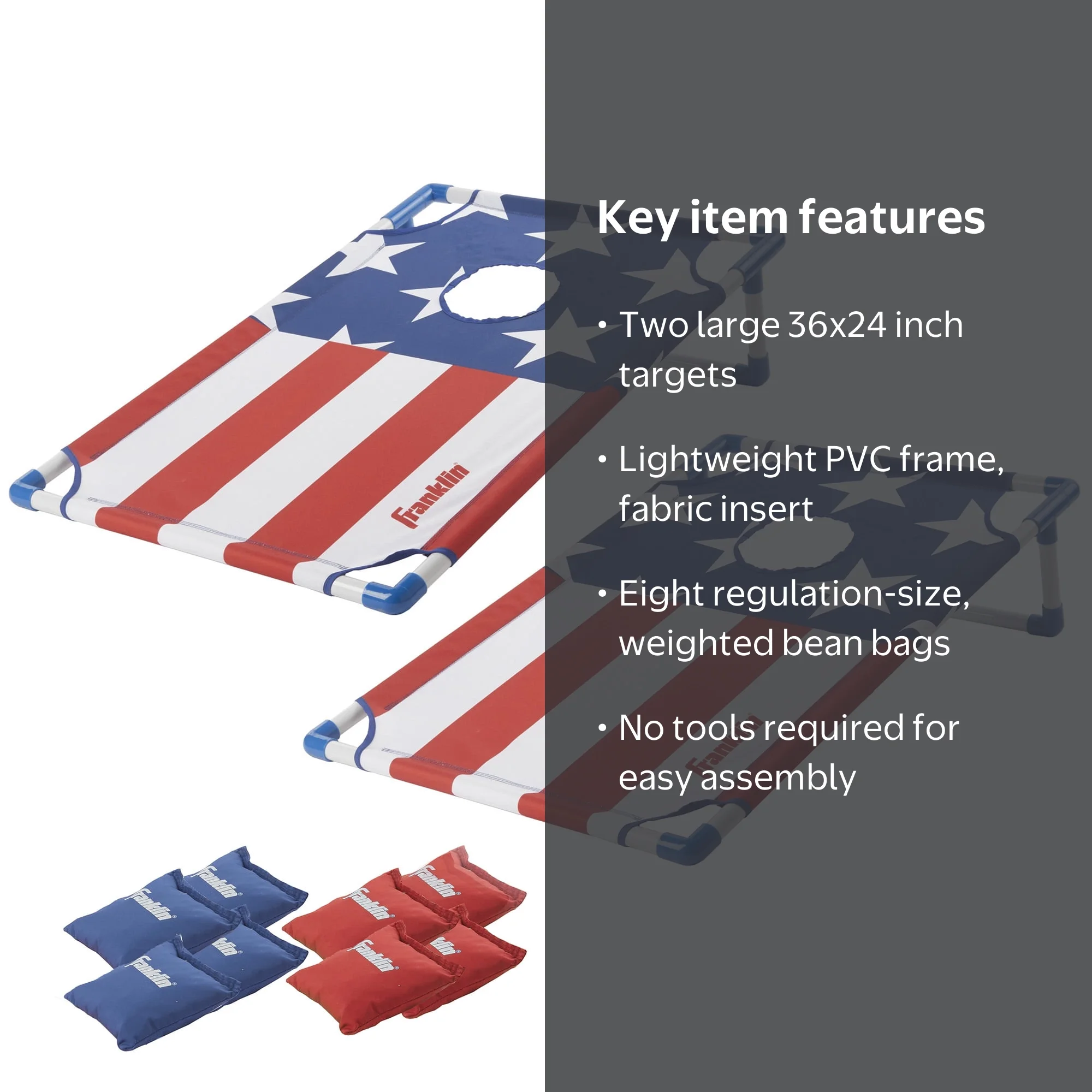 Franklin Sports Red, White and Blue PVC Cornhole Set — Includes 2