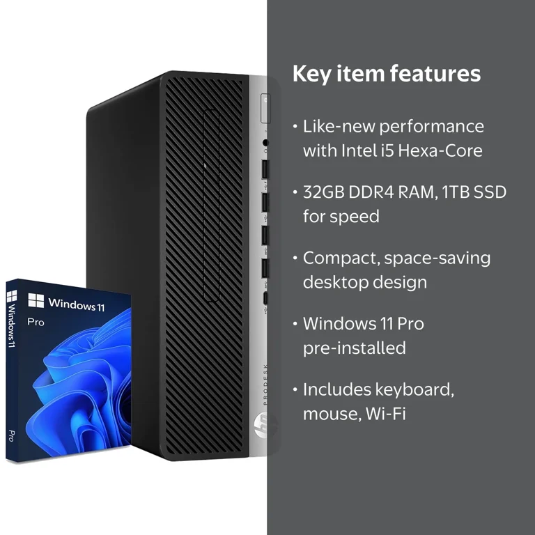 HP, Business Desktop Computer, ProDesk 600 G4, 32GB DDR4 RAM