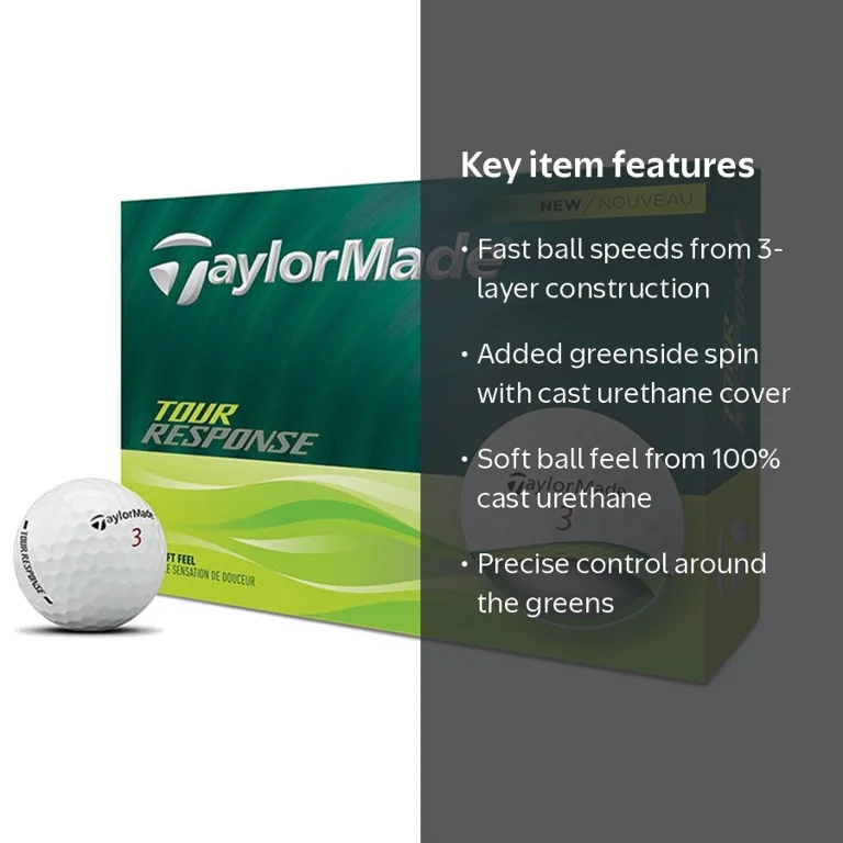 TaylorMade Tour Response Golf Balls 12pk, White, 3-Layer