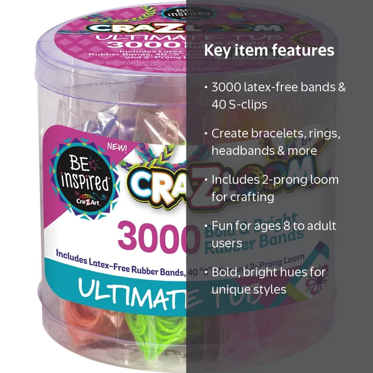 Cra-Z-Art Cra-Z-Loom 3000 Count Stretchy Bands Ultimate Tub