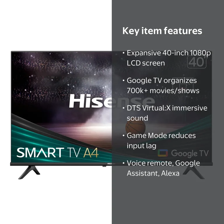 Hisense 40-Inch FHD 1080p Google Smart TV, DTS Virtual X, Game