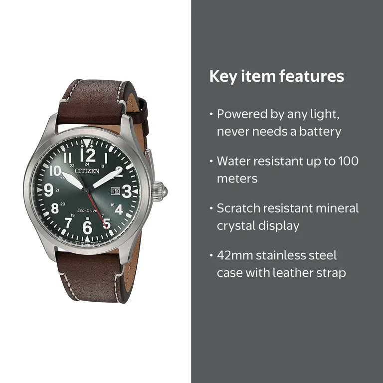 Citizen Men's Chandler Eco-Drive Watch, Green Dial, Brown Leather