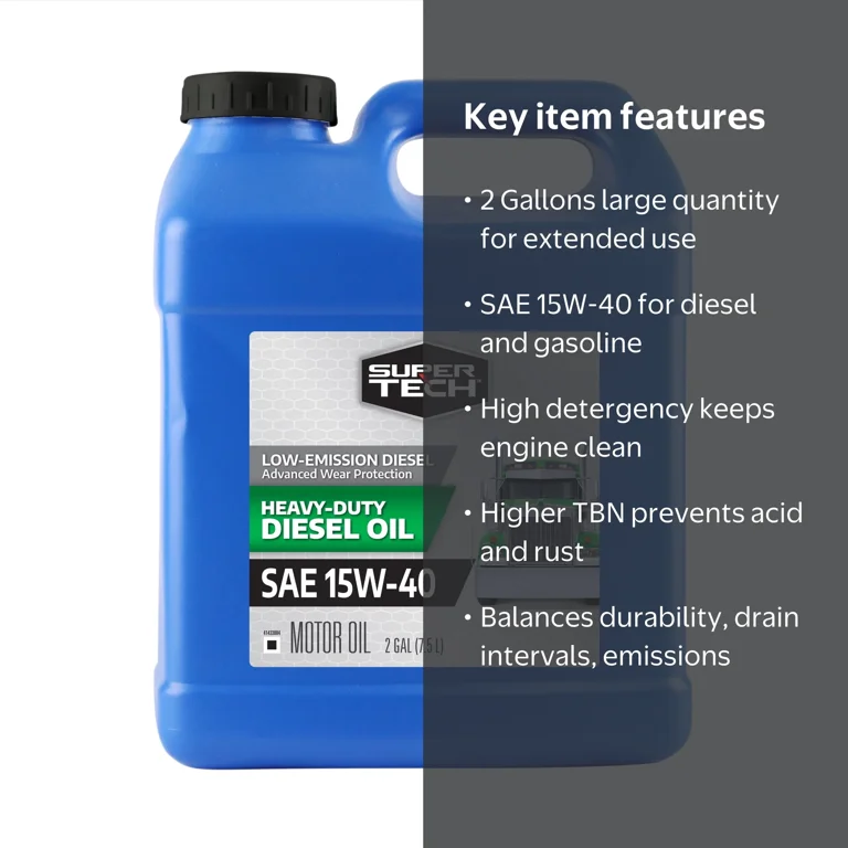 Super Tech Heavy Duty SAE 15W-40 Motor Oil, 2 Gallons for Diesel