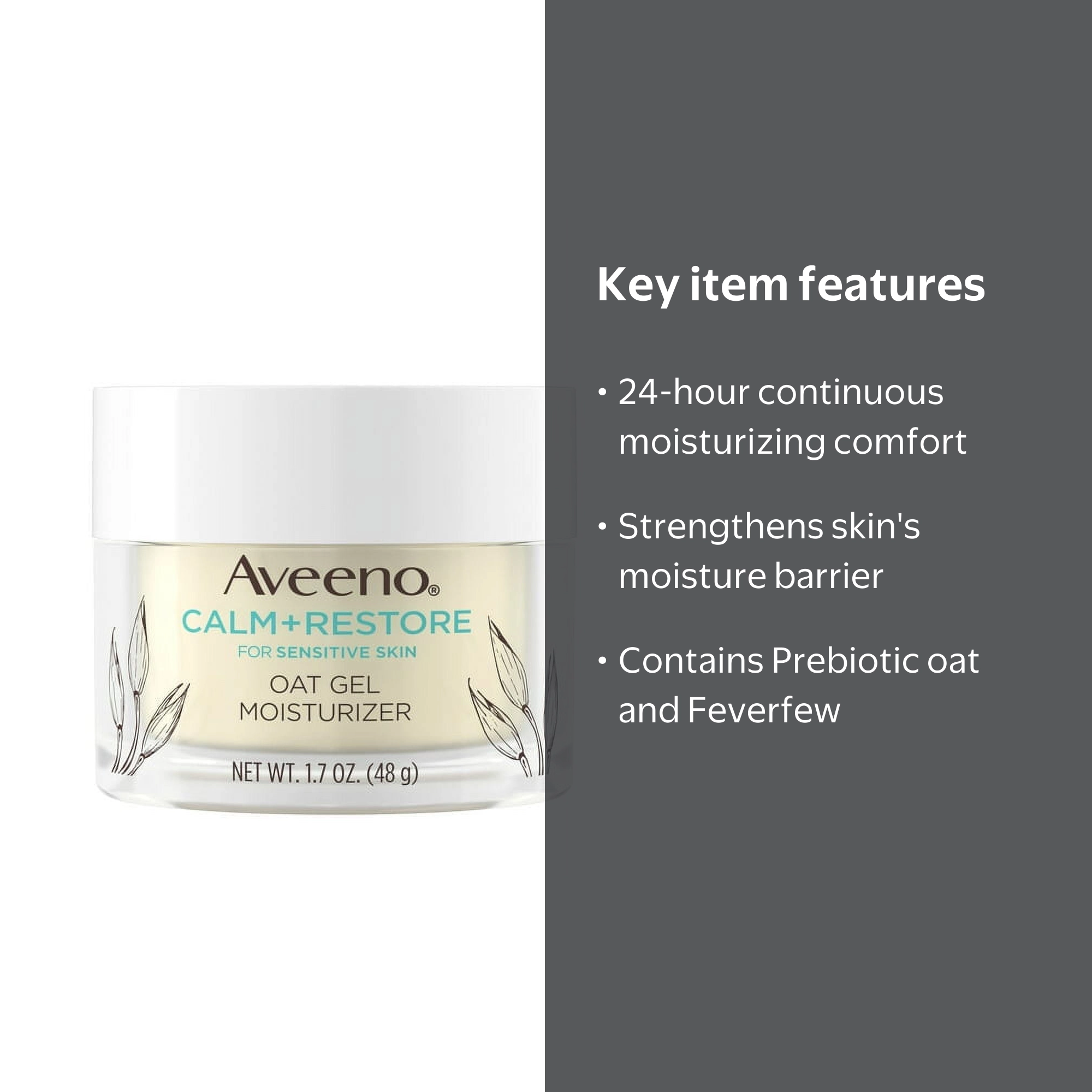 Aveeno Calm + Restore Oat Gel Face Moisturizer, Sensitive Skin