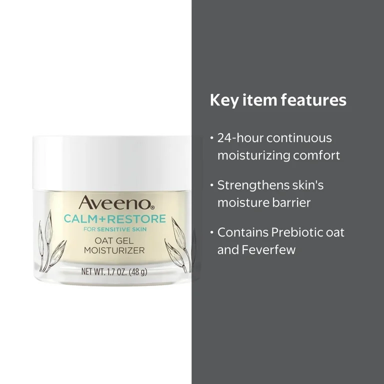 Aveeno Calm + Restore Oat Gel Face Moisturizer, Sensitive Skin