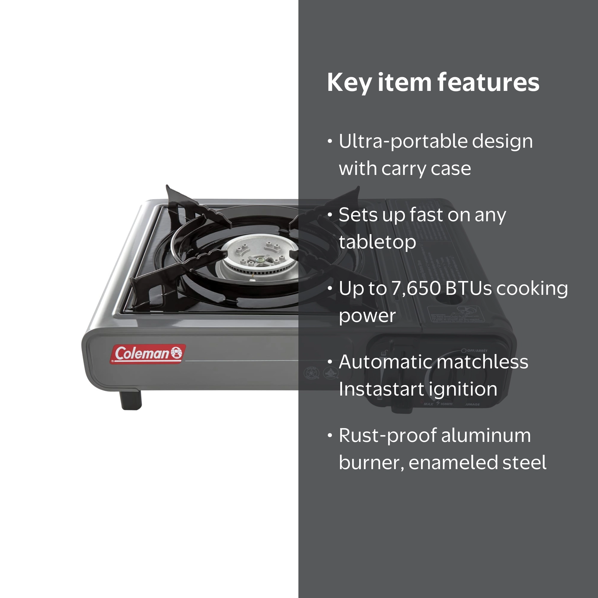 Coleman Tabletop Portable Butane Camping Stove, 1 Burner, Gray