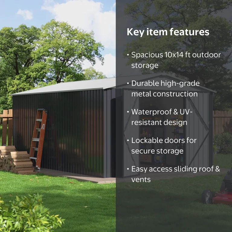 NETAJE 10'x14' Outdoor Metal Shed , Storage Shed with Updated NETAJE 10'x14' Outdoor Metal Shed , Storage Shed with Updated