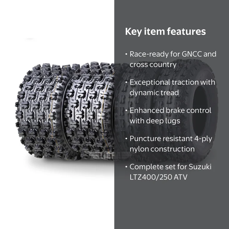 Suzuki LTZ400 250 GNCC Racing ATV Four Wheeler Tires Set, 21x7-10