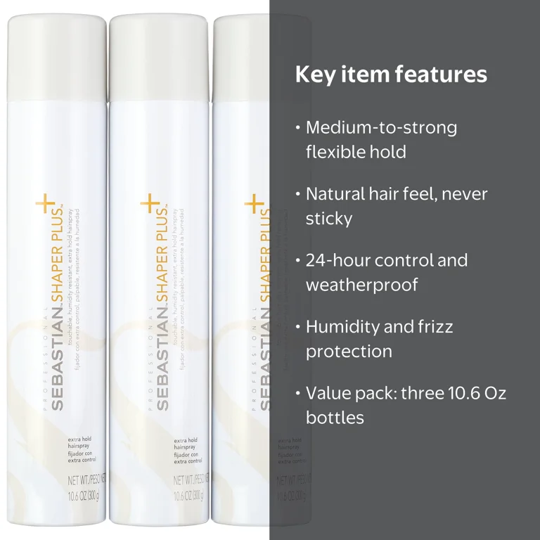 Sebastian Shaper Plus Hairspray, Medium-Strong Hold, Humidity