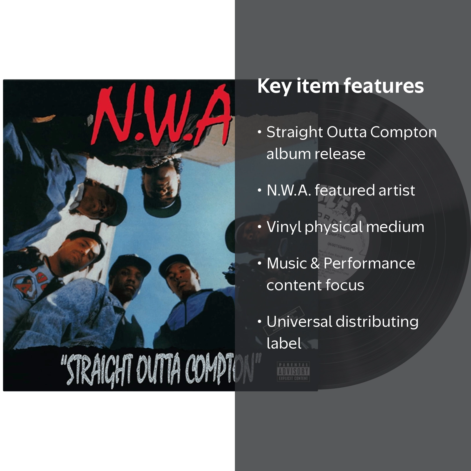 N.W.A., Vinyl, Straight Outta Compton, Music & Performance