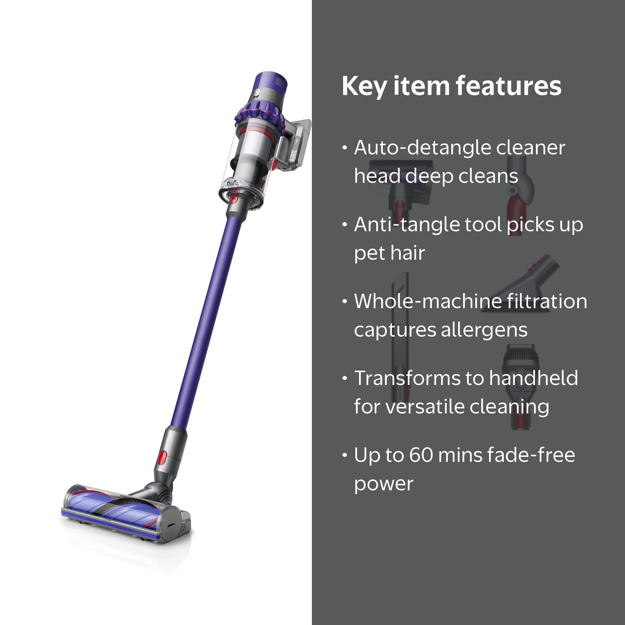 Dyson Cyclone V10 Cordless Vacuum Cleaner, Purple, Pet Hair