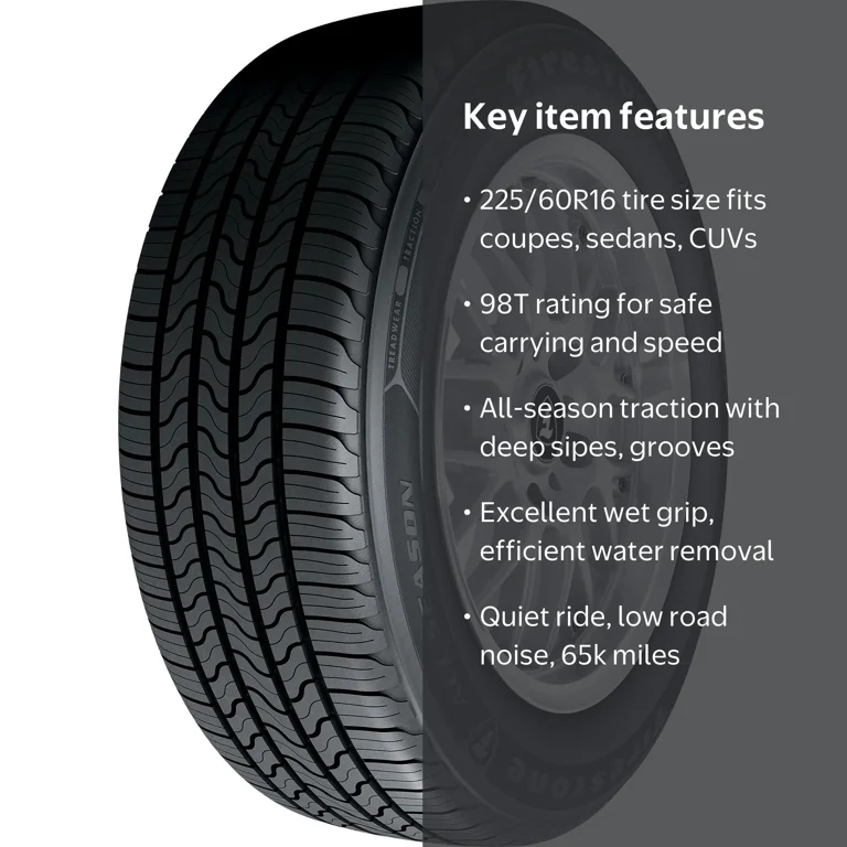Firestone, Passenger Tire, All Season, 225/60R16, 98T - Walmart.com