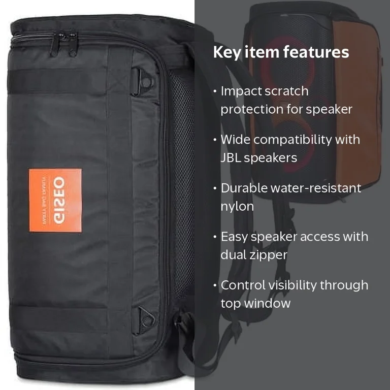 AYAOQIANG, Speaker Bag Rugged Carry Case, 310-BK, Waterproof Nylon