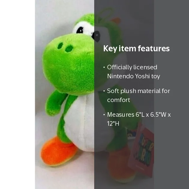 Nintendo Official Licensed Super Mario Yoshi Plush, 12