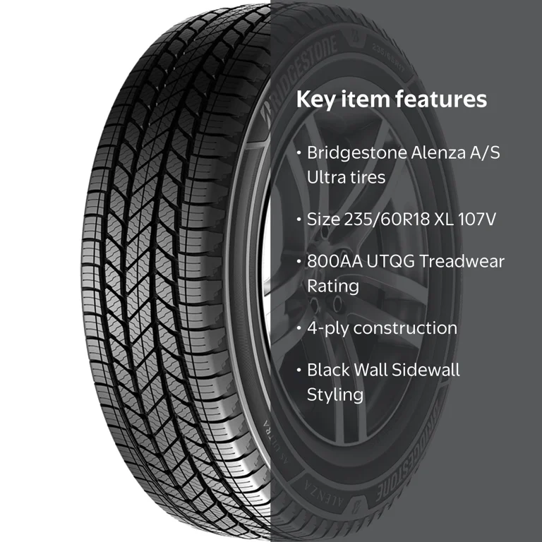 Bridgestone Alenza A/S Ultra 235/60R18 107V XL Tire - Walmart.com