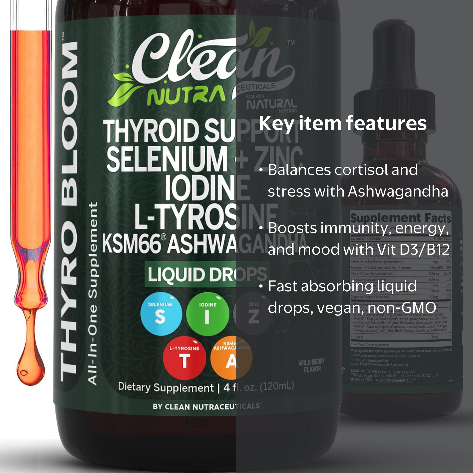 ThyroBloom Thyroid Support for Women Liquid Drops Iodine L