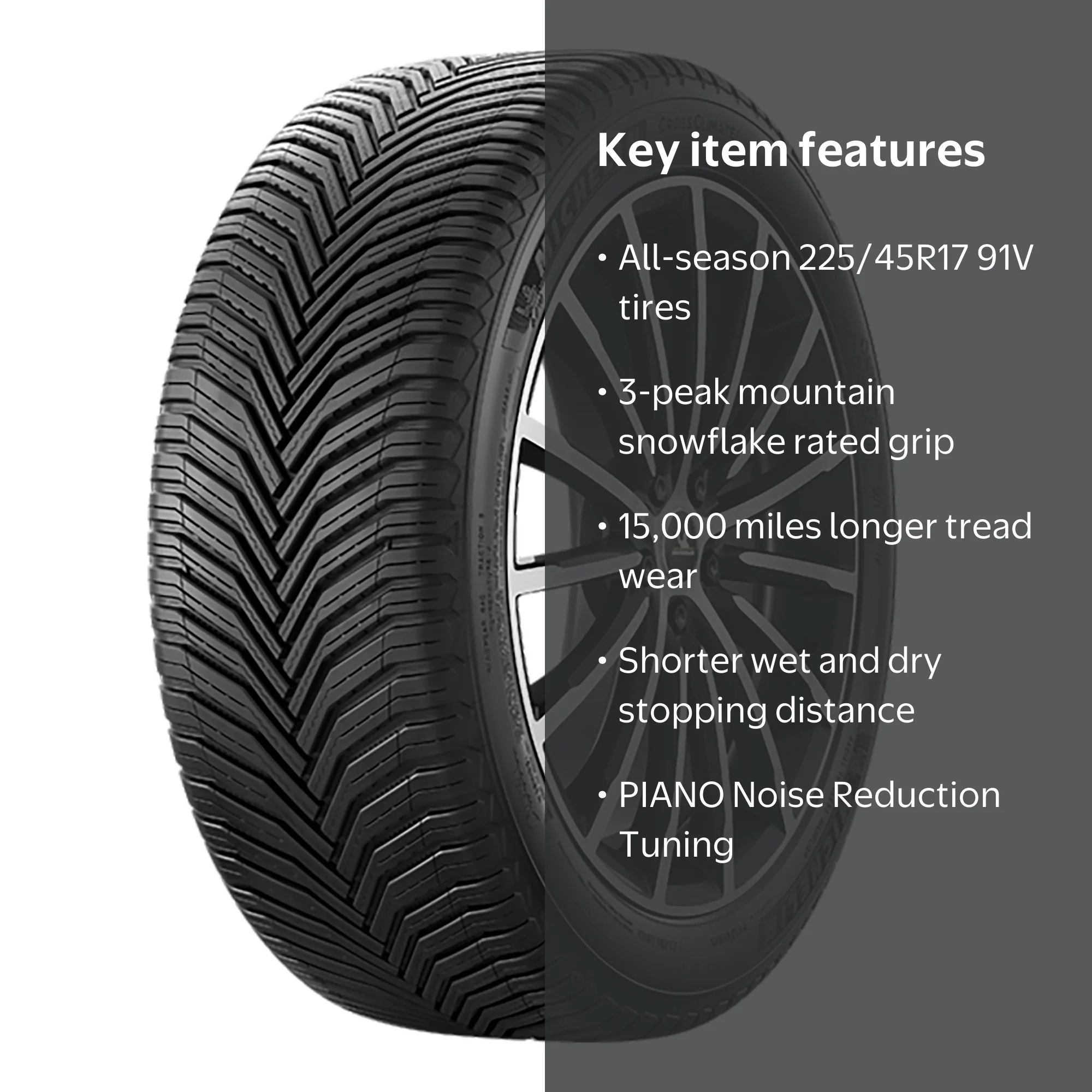 Michelin, All-Season Tire, 225/45R17 91V, Year-Round Performance