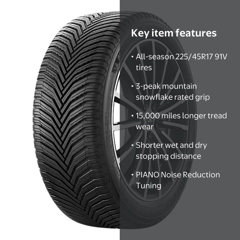 Michelin, All-Season Tire, 225/45R17 91V, Year-Round Performance