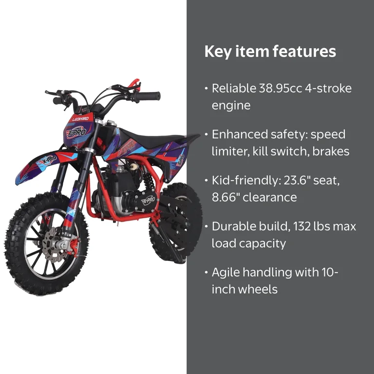 X-Pro Leopard 40 Mini Kids Dirt Bike 2025 New Version Gas Power 4
