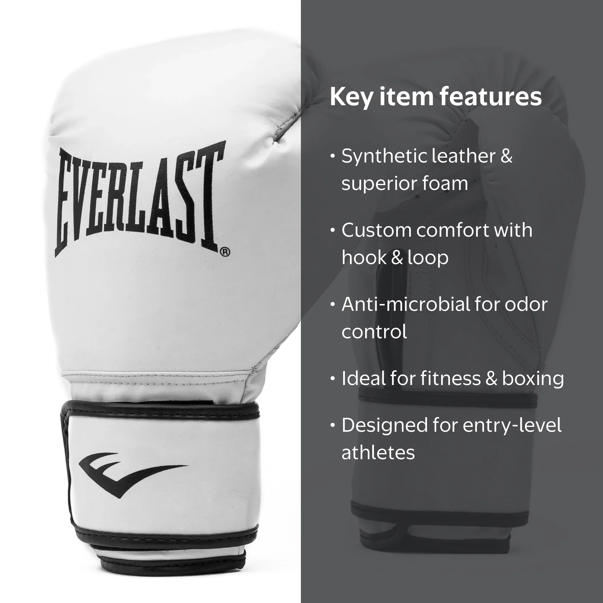 [新品]EVERLAST VULTURE SPARRING GLOVES 白黒 Everlast Synthetic Leather Core Training Gloves for Boxing, White