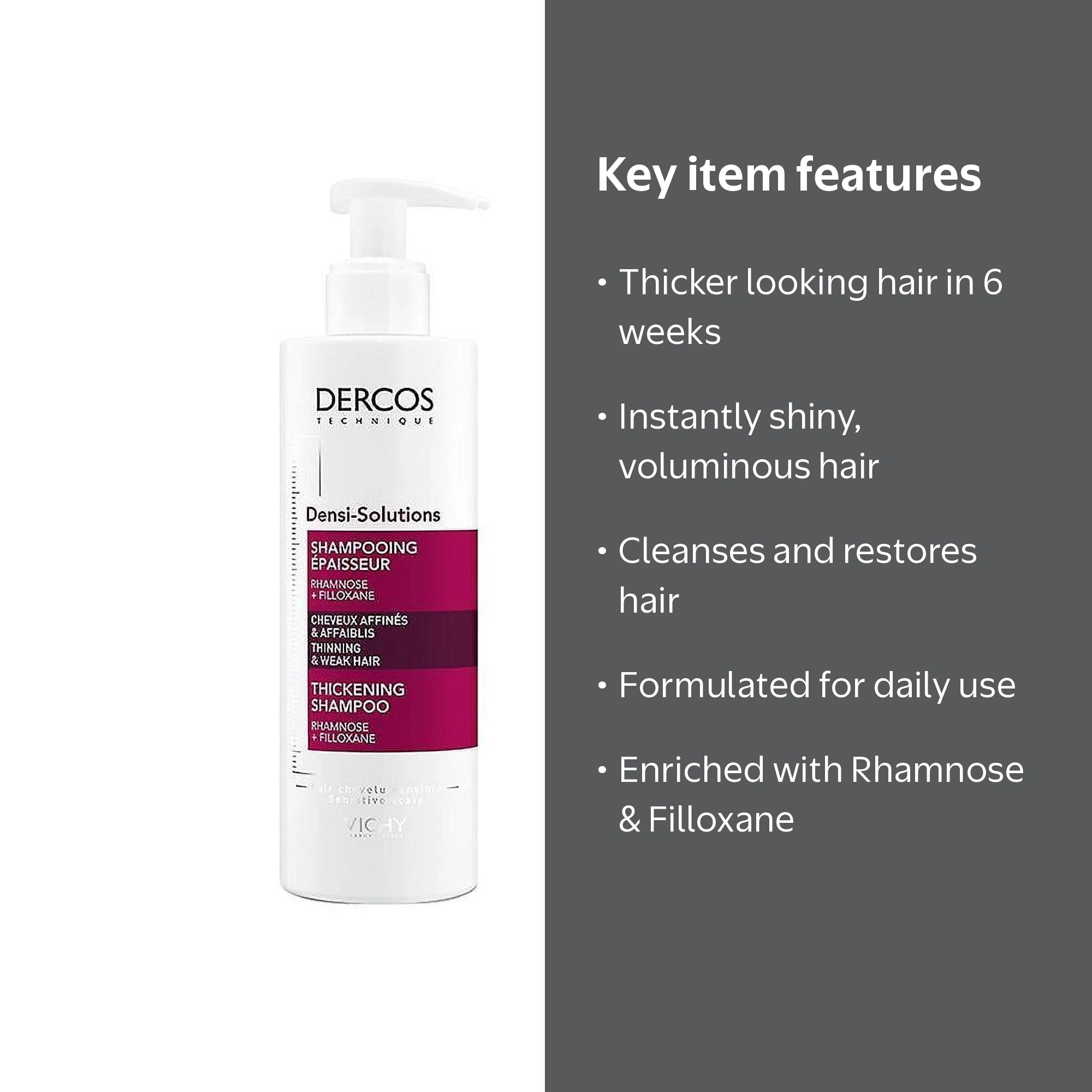 Vichy Dercos Densi-Solutions Thickening Shampoo, 250 ml - Walmart.com