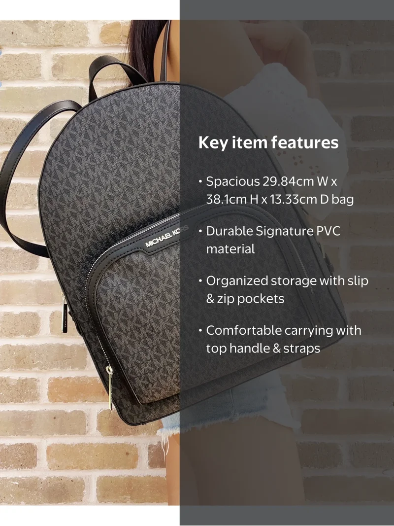 Michael Kors Jaycee Large Backpack, Black Signature PVC