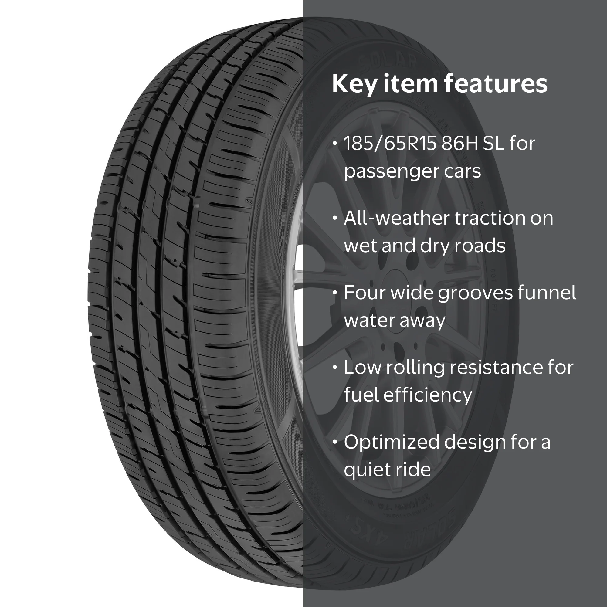Solar 4XS + All Season 185/65R15 86H Passenger Tire - Walmart.com