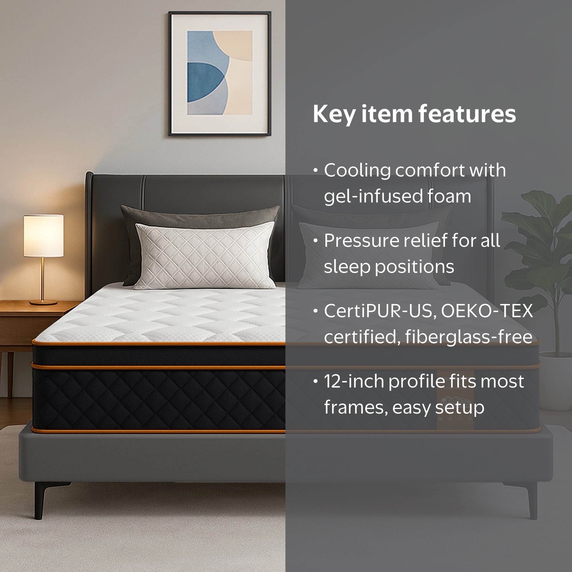 QUXPEA 12 inch Queen Mattress in a Box, Gel Memory Foam and Pocket