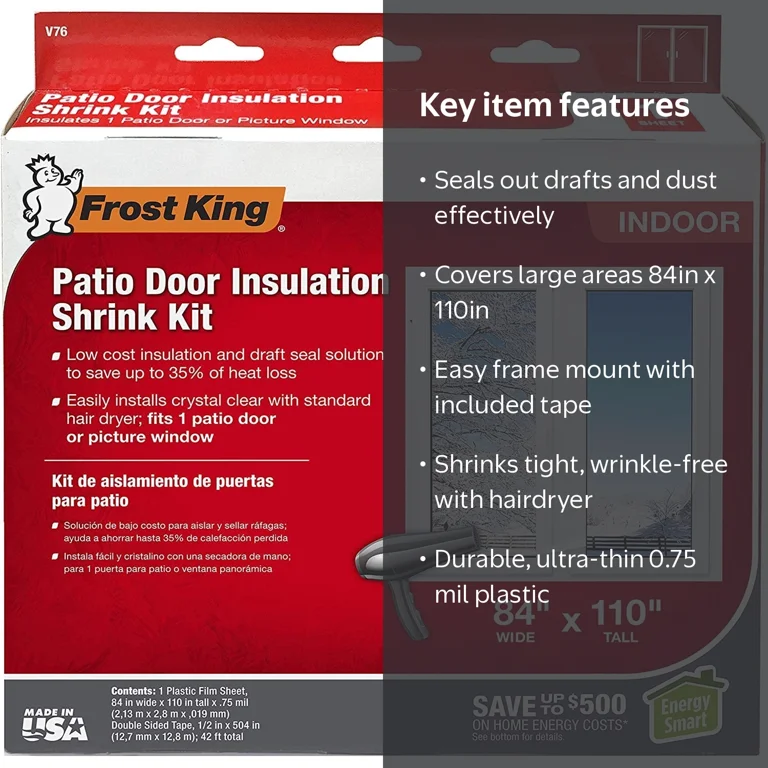 Frost King, Indoor Shrink Door Kit, 84x110 inches, Clear - Walmart.com