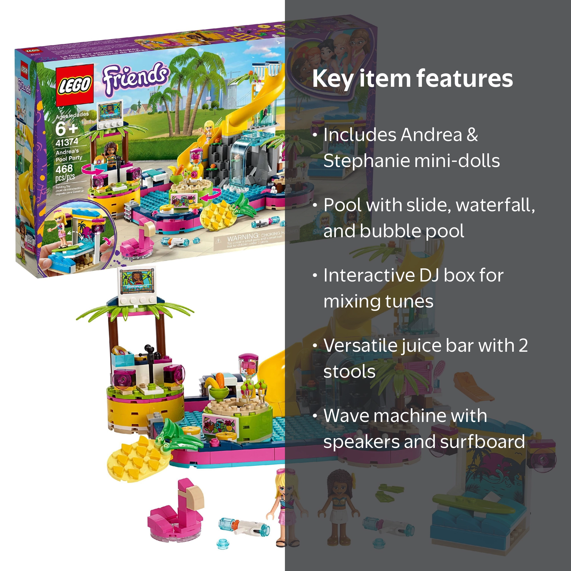 mer.❶ LEGO, Friends Andrea's Pool Party Building Set, 41374, with Mini