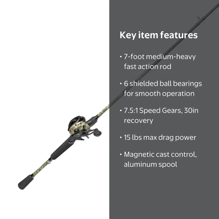 7 bearing baitcast combos ProFISHiency Retro Combo Reverse and an easy to adjust external adjustable magnetic braking system Abu Garcia Prime 7 ft