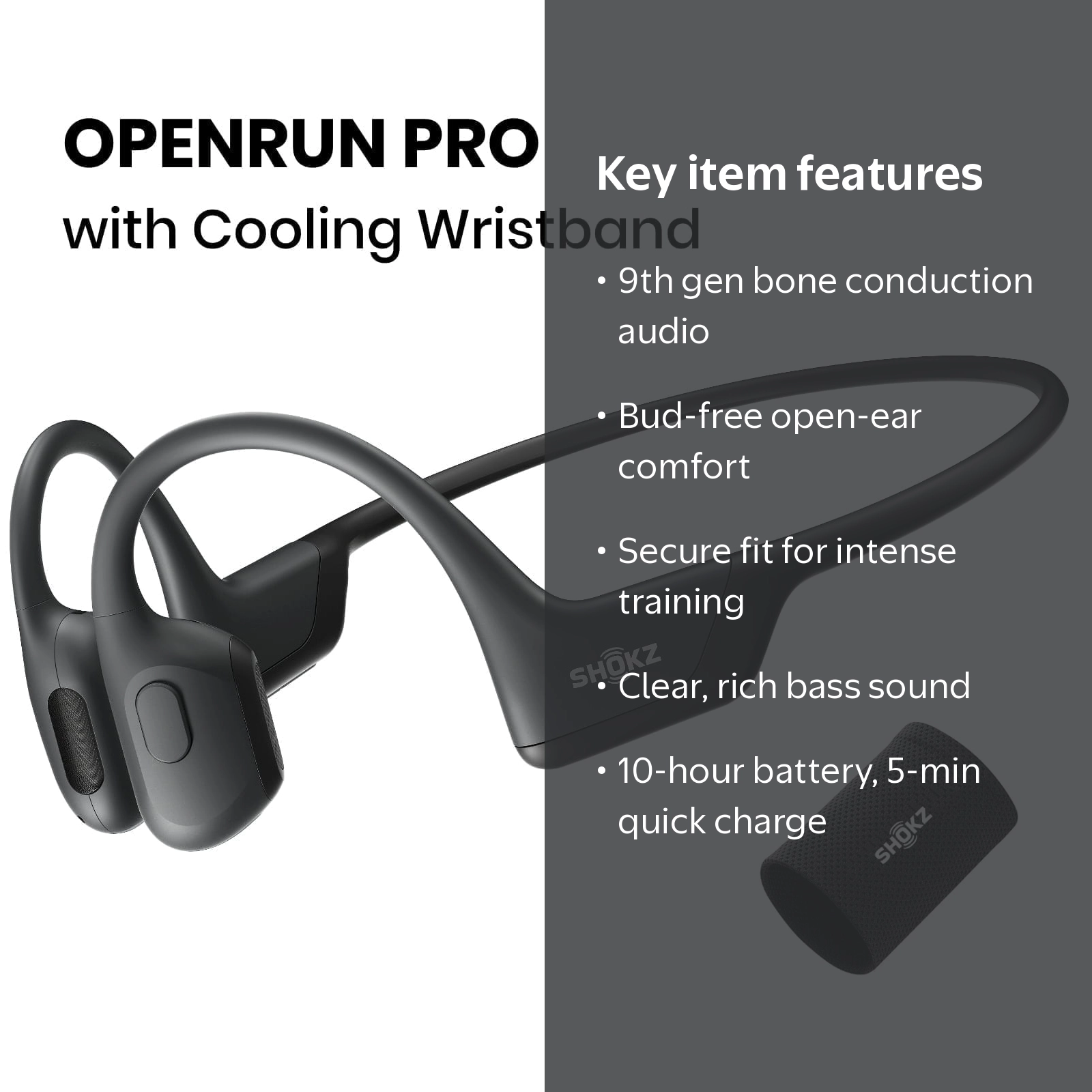 Shokz OpenRun Pro Bone Conduction Bluetooth Headphones for Sports