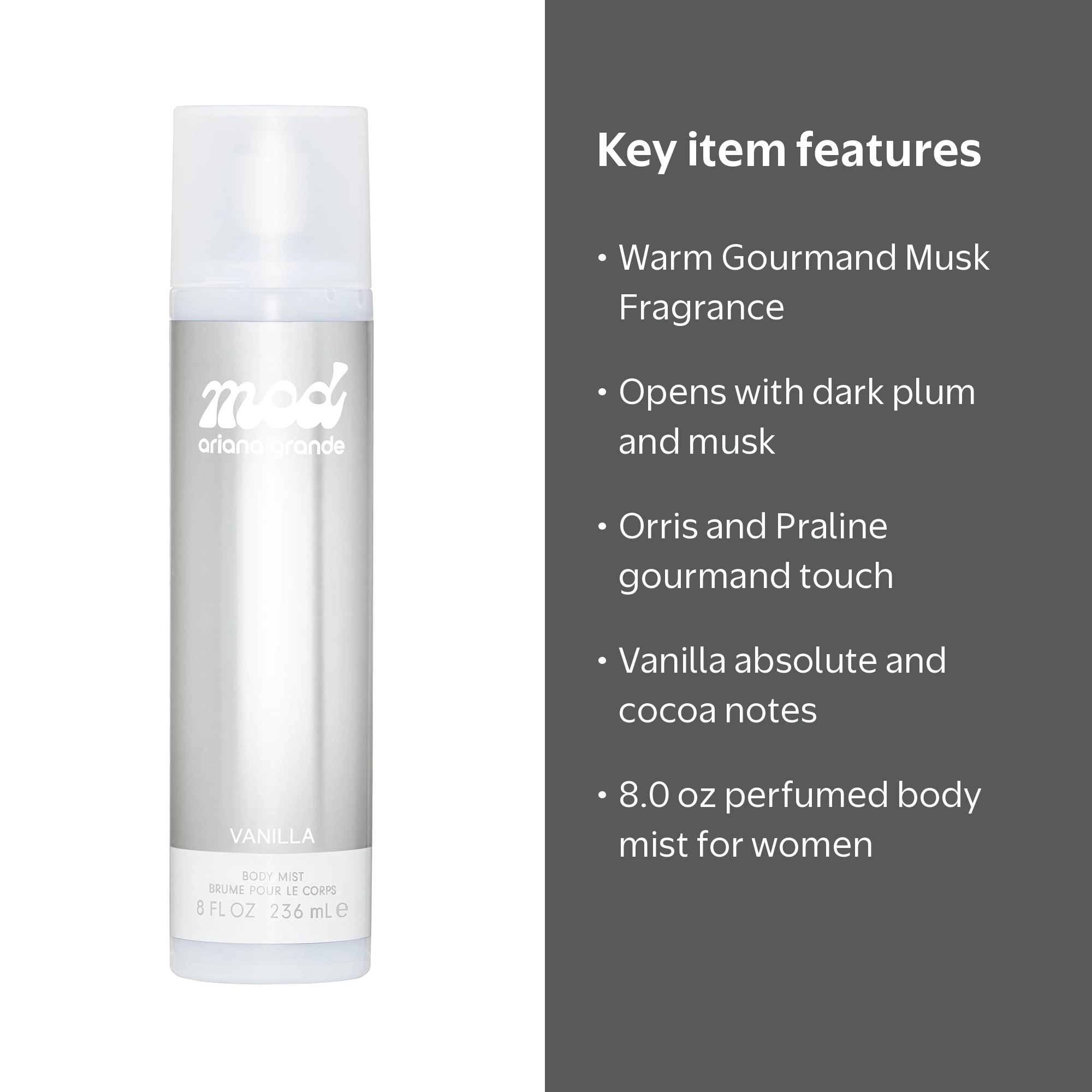 Ariana Grande MOD Vanilla Perfumed Body Mist, 8 oz, Amber Vanilla