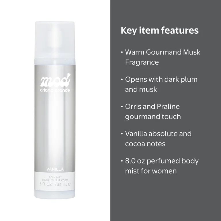 Ariana Grande MOD Vanilla Perfumed Body Mist, 8 oz, Amber Vanilla