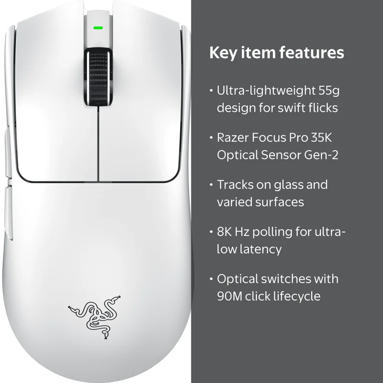 Razer, Wireless Esports Gaming Mouse, Viper V3 Pro, White