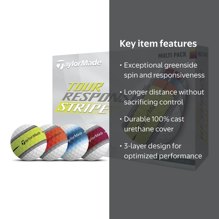 TaylorMade Tour Response Stripe Golf Balls, 12pk, Enhanced