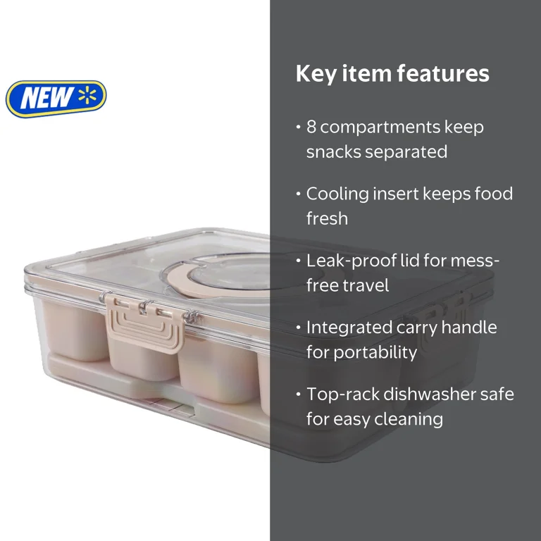 Cook with Color Taupe 8-Compartment Snack Storage Container with