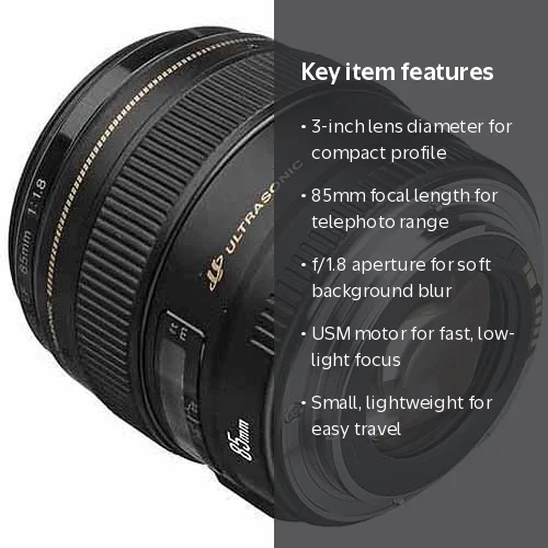 Canon, EF 85mm f/1.8 USM Lens, 85mm, Portrait Aperture - Walmart.com