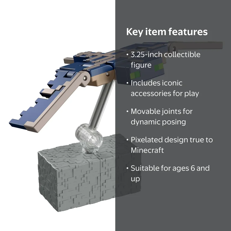 Minecraft, Action Figure, Pixelated 3.25-inch, Accessories Set