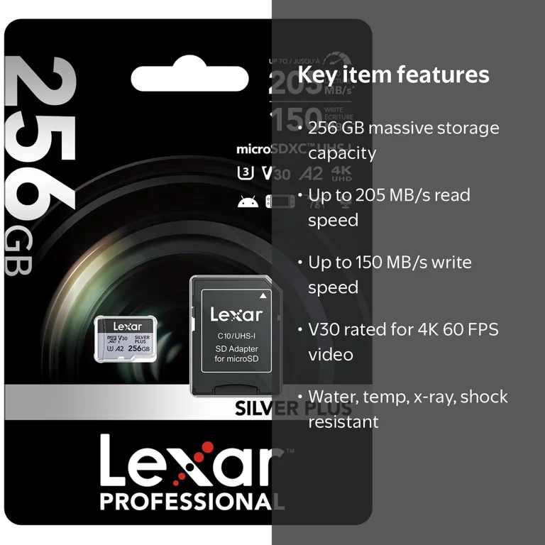 Lexar, microSDXC UHS-I Card, 256 GB, Supports 4K video - Walmart.com