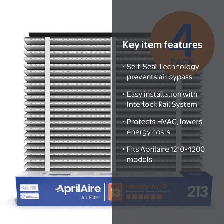 Aprilaire, Air Filter, 4 Pack, MERV 13 Healthy Home Replacement